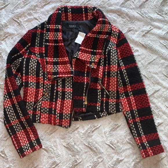 NWT - AKIRA - Red Plaid Jacket - Picture 1 of 10